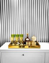 Bandeja Espelho Dourado Luxo Decoração 50X30