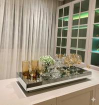 Bandeja Espelho Prata Cozinha Bar Sala Luxo 50x25 Inova Decor