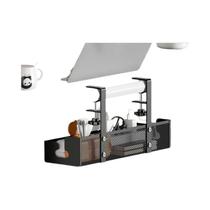 Bandeja Extensível para Gerenciamento de Cabos - Suporte Metálico Retrátil com Braçadeira para Mesa