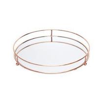 Bandeja ferro c/espelho round cooper wire cobre peq 20x20x3cm Bandeja ferro c/espelho round cooper wire cobre peq 20x20x3cm