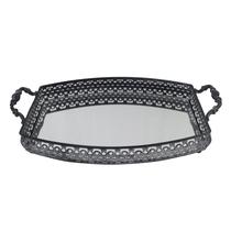 Bandeja Fez ferro espelho e alca 39,5x27x9cm prata -L Hermitage