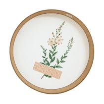 Bandeja Flores rosas em MDF 26cm