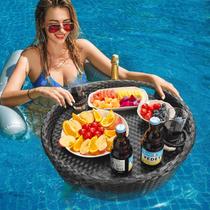 Bandeja flutuante para piscina SERABETTO Deluxe Round com 2 porta-copos