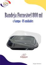 Bandeja Forneável 800 ml c/ tampa c/05 unid. - Galvanotek - forno, micro-ondas, delivery (6418)