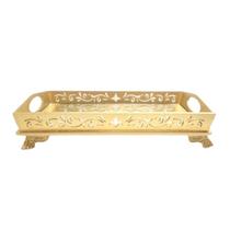 Bandeja Fundo Espelhado - Dourado - Enfeite de Luxo Retangular com Alça