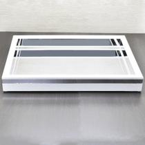 Bandeja -G CLÁSSICA- Espelhada Pés Silicone Madeira cor BRANCA 33x43x5