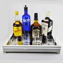Bandeja -G LUXO- Espelhada Pés metal Madeira cor BRANCA - 33x43x6
