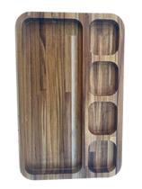 Bandeja Gamela Teca G Com 5 Divisórias 44X28X3,5Cm