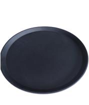 Bandeja garçom para servir antiderrapante 35cm redonda preta