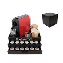 Bandeja Gaveta Capsulas Café Três Corações Preta Mdf Suporte Decoração Caixinha Chá