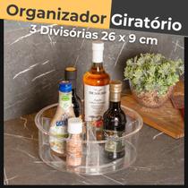 Bandeja Giratória C/ 3 Divisórias 360º Multiuso Organizador Tempero Cozinha Maquiagem Acrílico Bandeja Giratória C/ 3 Divisórias 360º Multiuso Organizador Tempero Cozinha Maquiagem Acrílico