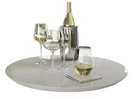 Bandeja Giratória Para Mesa 80cm Off White Tampo De Vidro