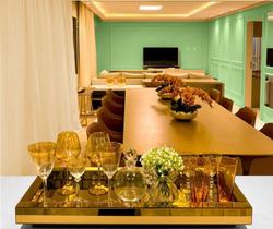 Bandeja Grande Espelho Dourado 60x30 Luxo Mesa Sala Jantar Bandeja Grande Espelho Dourado 60x30 Luxo Mesa Sala Jantar