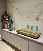 Bandeja Grande Espelho Dourado Decoração Cozinha Sala Bar