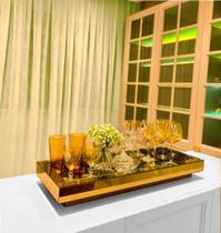 Bandeja Grande Espelho Dourado Decoração Cozinha Sala Bar