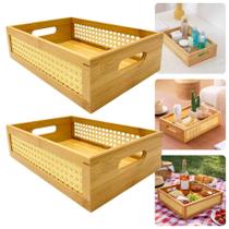 Bandeja Grande Pequena Cesta De Bambu Oval Palha Rattan Servir Decorar Café Da Manhã