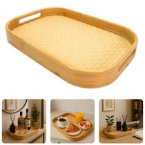 Bandeja Grande Pequena Cesta De Bambu Oval Palha Rattan Servir Decorar Café Da Manhã