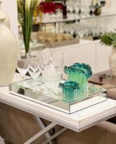 Bandeja Grande Prata Espelhada Retangular Decoração Casa