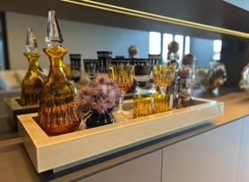 Bandeja Grande Retangular Vidro Branco Luxo Decoração 60x25