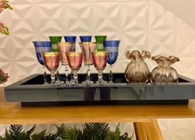 Bandeja Grande Retangular Vidro Preto Luxo Decoração 60X30 Bandeja Grande Retangular Vidro Preto Luxo Decoração 60X30