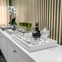 Bandeja Grande Vidro Branco Luxo 60x30