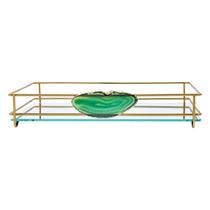 Bandeja hara fence ágata dourada 10x20 cm Bandeja hara fence ágata dourada 10x20 cm