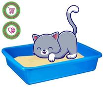 Bandeja higienica de areia grande gato azul