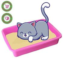 Bandeja higienica de areia grande gato rosa