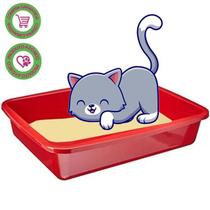Bandeja higienica de areia grande gato vermelha