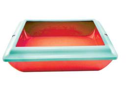 Bandeja Higiênica para Gato - Vermelha c/ Aba Prata Burdog