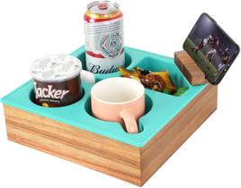 Bandeja Hitseon Couch Caddy 25x25x8cm, silicone, madeira, verde