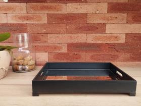 Bandeja Home Hall Preta Luxo Bar Gourmet Bebida - B175