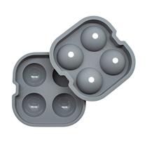 Bandeja Ice Cube BAR BEER WINE SPIRITS 3, silicone cinza, 4 bolas Bandeja Ice Cube BAR BEER WINE SPIRITS 3, silicone cinza, 4 bolas