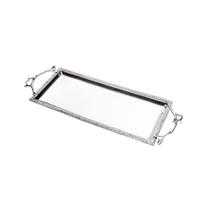 Bandeja Inox com Borda Trabalhada e Alças em Alumínio Bandeja Inox com Borda Trabalhada e Alças em Alumínio