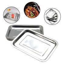 Bandeja Inox Rasa Retangular 32 X 22 Multiuso Servir Decorar