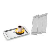 Bandeja Inox Retangular 30cm Cafe Cha Bar Cafeteria 4un Bandeja Inox Retangular 30cm Cafe Cha Bar Cafeteria 4un