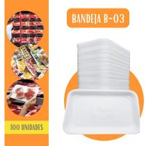 Bandeja Isopor B3 rasa para salgados e frios - C/100