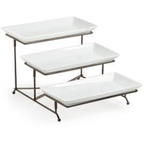 Bandeja LAUCHUH, suporte para servir em porcelana de 3 camadas, 30 cm Bandeja LAUCHUH, suporte para servir em porcelana de 3 camadas, 30 cm