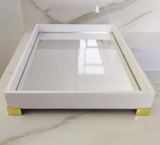 Bandeja Lavabo B086 Banheiro Cozinha Difusor Mdf G Pé Dourado Quadrado Espelho Decoração Festa Café Bandeja Lavabo B086 Banheiro Cozinha Difusor Mdf G Pé Dourado Quadrado Espelho Decoração Festa Café