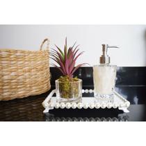 Bandeja Lavabo Pérola Branca Espelhada Luxo Sala Aparador B087 Bandeja Lavabo Pérola Branca Espelhada Luxo Sala Aparador B087