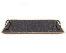 Bandeja Lavabo Sala Bandeja Vidro Craquelado c/ Alça 25x10cm Bandeja Lavabo Sala Bandeja Vidro Craquelado c/ Alça 25x10cm