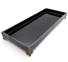 Bandeja Lavabo Sala em Vidro Preto Brilho Premium 25x10cm Bandeja Lavabo Sala em Vidro Preto Brilho Premium 25x10cm