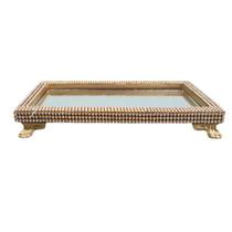 Bandeja Lavabo Strass Ouro 14x17