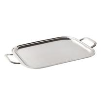 Bandeja lisa com alças em prata Silverlux 40x31cm