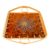 Bandeja lombok floral rattan e ceramica artesanal mod 4 Bandeja lombok floral rattan e ceramica artesanal mod 4