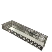 Bandeja Luxo Francesa Retangular Tamanho P Prata-Mek