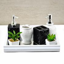 Bandeja -M CLÁSSICA- Lavabo Banheiro Espelhada Pés Silicone Madeira cor BRANCA - 22x32x4