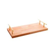 Bandeja madeira com alça Woodart Liptus 45x28x10cm dourada