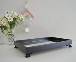 Bandeja Madeira G Espelho Decoração Escritório B096 Preto