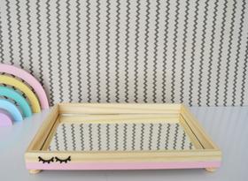 Bandeja Madeira Pinus B104 G Faixa Rosa Cílios Quarto Bebê Bancada Menina Bandeja Madeira Pinus B104 G Faixa Rosa Cílios Quarto Bebê Bancada Menina